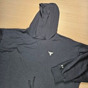 Under Armour Project Rock Brahma Bull Terry Hoodie Cropped XL Loose‎ Fit Black